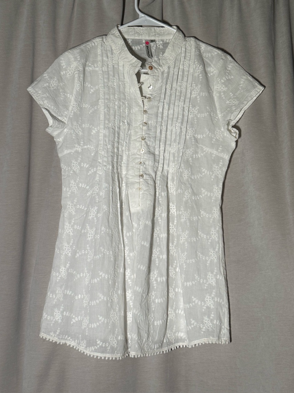 Journey Five White Embroidered Pintuck Blouse Boho Cottagecore XL